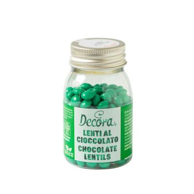 Mini Lenti di cioccolato color verde foglia per decorazione dolci 80 g Decora