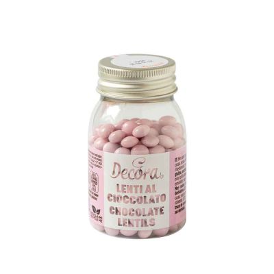 Mini Lenti di cioccolato rosa chiaro per decorazione dolci 80 g Decora