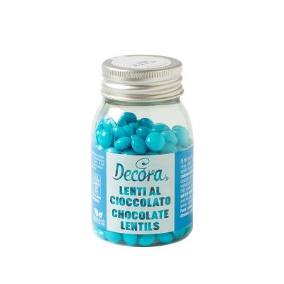 Mini Lenti di cioccolato color azzurro per decorazione dolci 80 g Decora