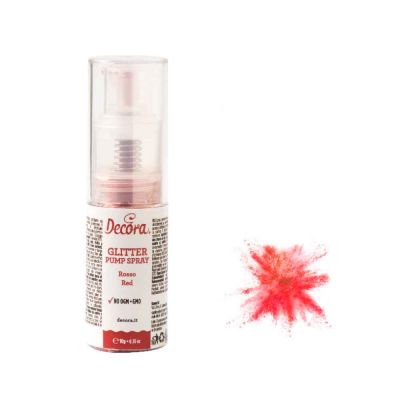 Colorante in polvere per alimenti pump spray glitter rosso 10g Decora