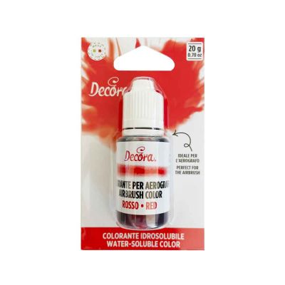 Colorante liquido idrosolubile per aerografo rosso 20 g Decora