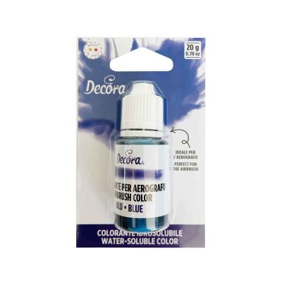 Colorante liquido idrosolubile per aerografo blu 20 g Decora