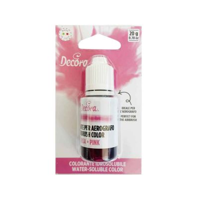 Colorante liquido idrosolubile per aerografo rosa 20 g Decora