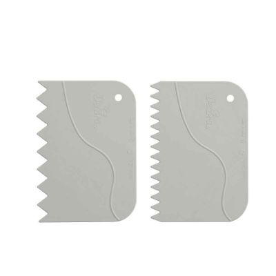 Set 2 Spatole dentellate in plastica bianca 12 cm