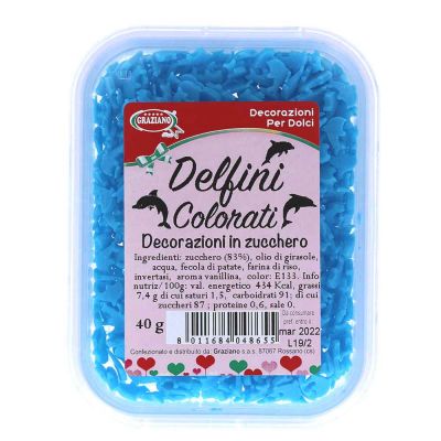 Delfini di zucchero colorati azzurro per decorazione torte 40 g