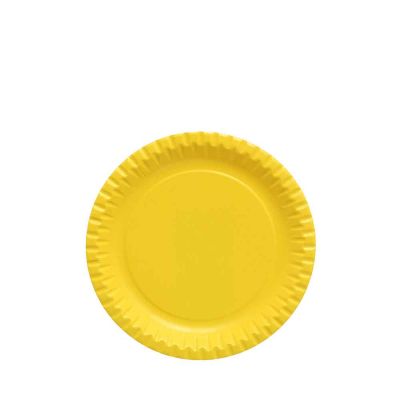 Piattini di carta gialli in cartoncino per feste DOpla Party Ø18 cm