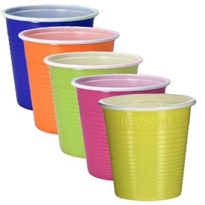 30 Bicchieri lavabili e riutilizzabili colorati in plastica DOpla 230cc