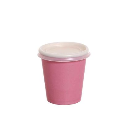 100 Bicchierini da caffè in carta rosa con coperchio piano 80ml