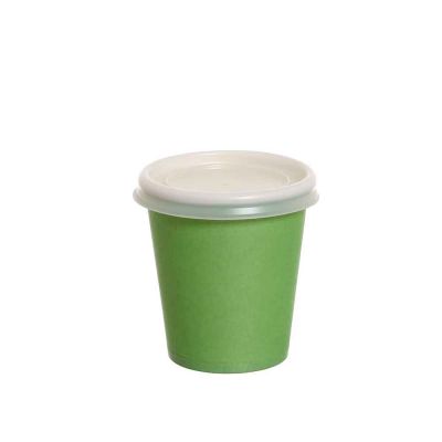 100 Bicchierini da caffè in carta verdi con coperchio piano 80ml