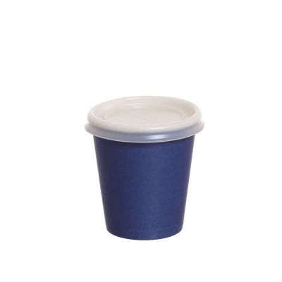 100 Bicchierini da caffè in carta blu con coperchio piano 80ml