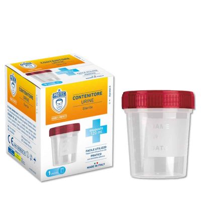 Contenitore urine sterile da 120 ml con tappo a vite