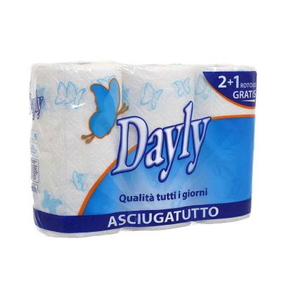 3 Rotoli Asciugatutto Dayly carta assorbente trama microgoffrata