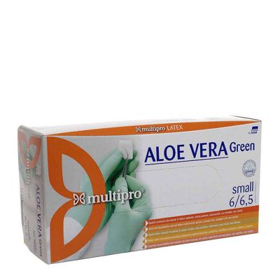 Guanti lattice monouso Icoguanti Multipro Aloe Vera green S 6-6,5