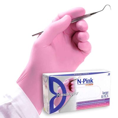 100 Guanti medicali nitrile Multipro N-Pink 