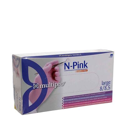 100 Guanti medicali nitrile Multipro N-Pink taglia L