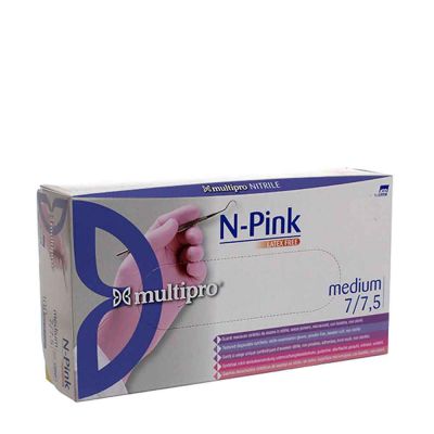 100 Guanti medicali nitrile Multipro N-Pink taglia M