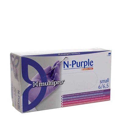 100 Guanti medicali nitrile Multipro N-Purple taglia S 