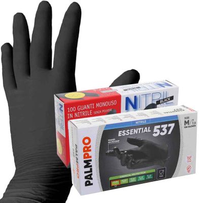 100 Guanti in nitrile nero Nitril Black senza polvere per alimenti Icoguanti