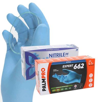 100 Guanti in nitrile azzurro monouso medicali Icoguanti Nitrile PF 