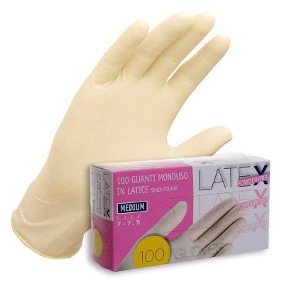 100 Guanti in lattice monouso Icoguanti Latex senza polvere