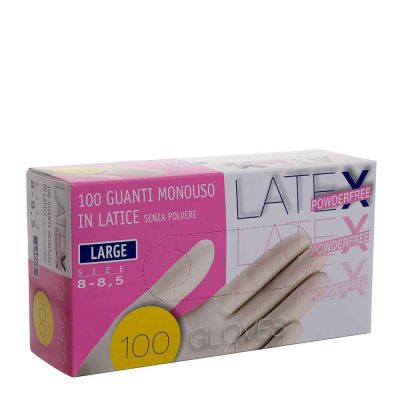 Guanti in lattice monouso Latex Powderfree colore ambra taglia L