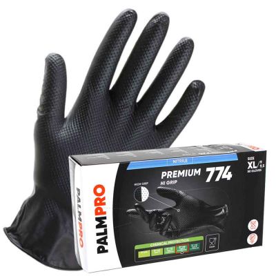 50 Guanti in nitrile nero Icoguanti PalmPro Premium 774 Hi-Grip