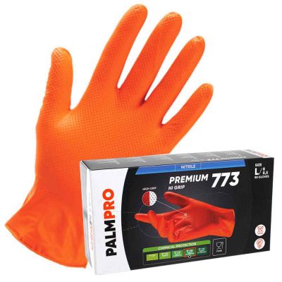 100 Guanti in nitrile arancione Icoguanti PalmPro Premium 773 Hi-Grip