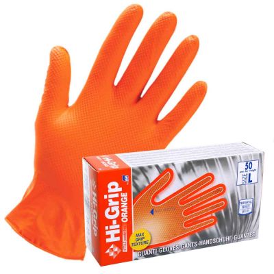 50 Guanti in nitrile monouso Icoguanti Hi-Grip orange alto spessore