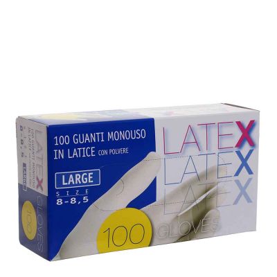 Guanti in lattice monouso Latex colore bianco taglia L