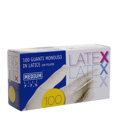 Guanti in lattice monouso Latex colore bianco taglia M