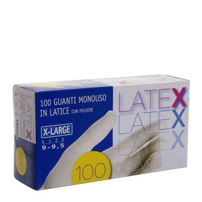Guanti in lattice monouso Latex colore bianco taglia XL