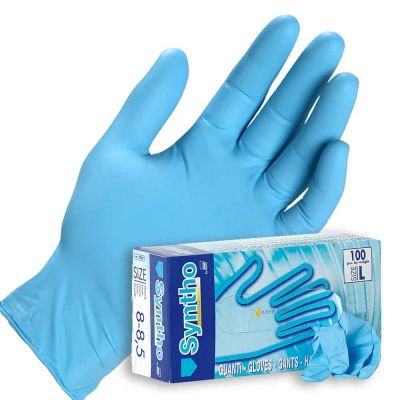 100 Guanti nitrile azzurro Syntho Latex Free taglie a scelta