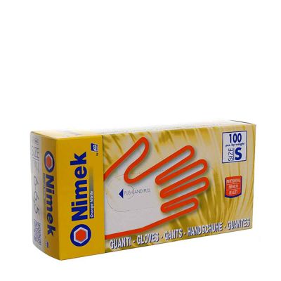 100 Guanti nitrile arancione Nimek taglia S