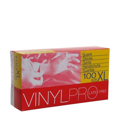 Guanti in vinile monouso VinylPro latex free bianco trasparente taglia XL