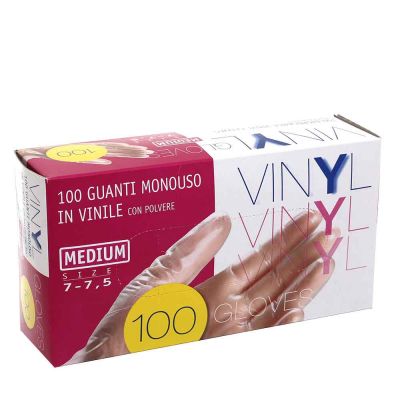 100 Guanti in vinile monouso Icoguanti Vinyl trasparente M 7-7,5