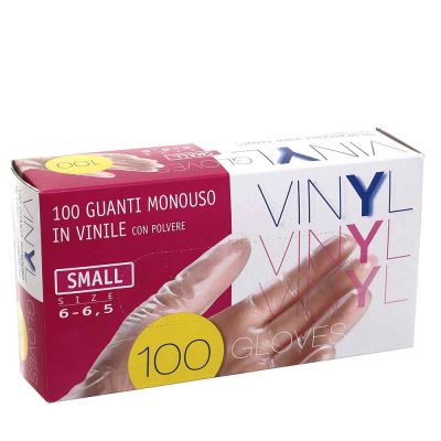 100 Guanti in vinile monouso Icoguanti Vinyl trasparente S 6-6,5