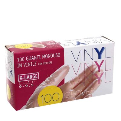 100 Guanti in vinile monouso Icoguanti Vinyl trasparente XL 9-9,5