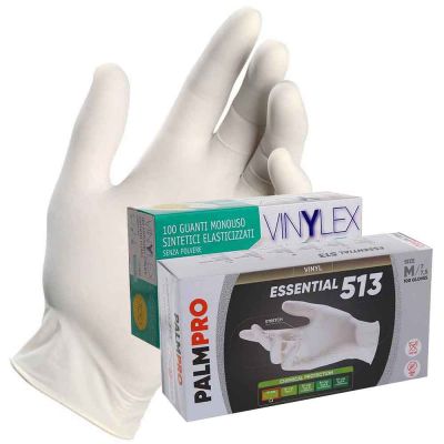 Guanti in vinile monouso Vinilex colore bianco taglie varie