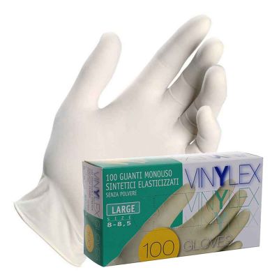 Guanti in vinile monouso Vinilex colore bianco taglie varie