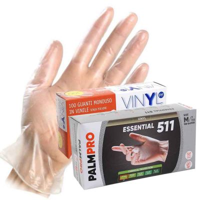 100 Guanti in vinile Icoguanti Vinyl PF senza polvere trasparenti S M L XL