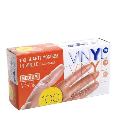 100 Guanti in vinile Icoguanti Vinyl PF senza polvere trasparenti M 7-7,5