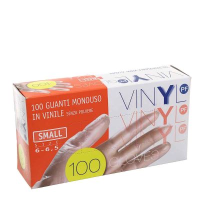 100 Guanti in vinile Icoguanti Vinyl PF senza polvere S 6-6,5 