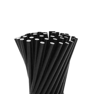 250 Cannucce nere rigide in carta compostabili 15 cm Ø7 mm