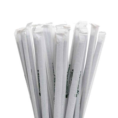 400 Cannucce nere pieghevoli PLA compostabili incartate 24cm Ø5mm