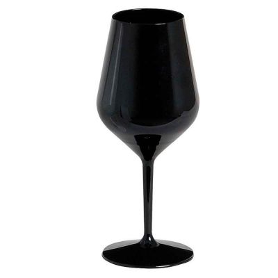 Set 6 Bicchieri Calici da vino e Cocktail neri infrangibili riutilizzabili 470cc
