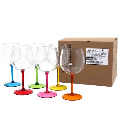 Set 6 Bicchieri Calici Balloon Tonic colori assortiti infrangibili riutilizzabili 580cc 