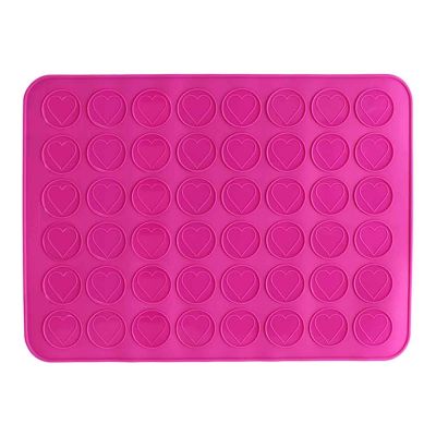 Tappetino macarons in silicone antiaderente fucsia per 15 macarons cuore