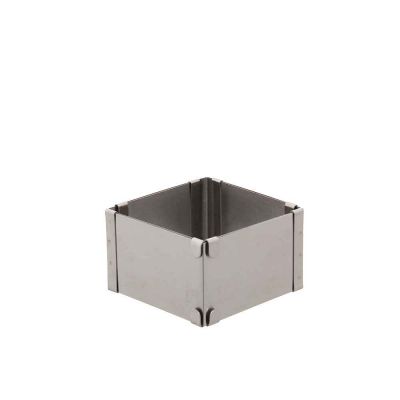 Anello per torte regolabile in acciaio inox quadrato da 8,5 a 14 cm h 5 cm