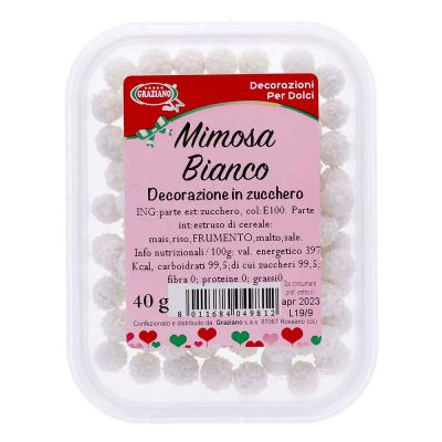 Palline di zucchero bianche Mimosa per decorazione 40 g