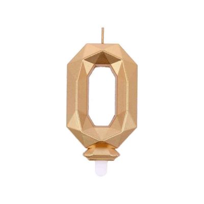 Candelina compleanno numeri 0 zero in cera Diamond Gold oro h 7,5 cm 
